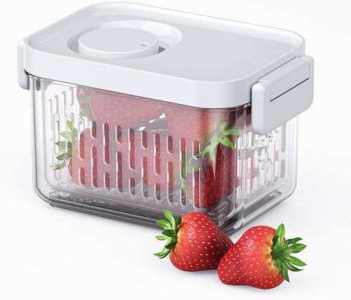 vacane Ahorrador de productos, contenedores de almacenamiento de frutas Contenedores de bayas con coladores, 3.8 tazas