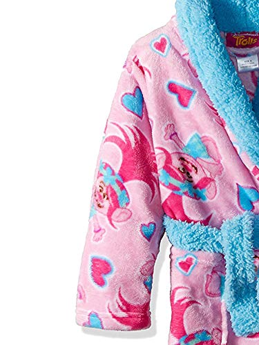 Trolls Girls' Big Luxe Plush Robe, Light Pink Fun, 8