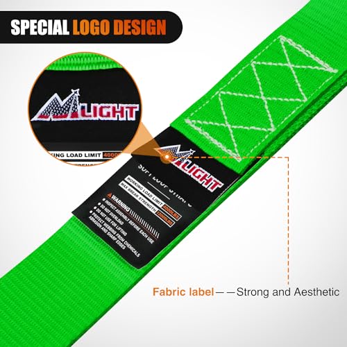 Image of Nilight Soft Loop 1.7 inchx17 inch Motorcycle Tie Down Straps Heavy Duty 12000Lbs Max Break Strength for Securing ATV UTV Kayak Moving Cargo (8PK-Green)