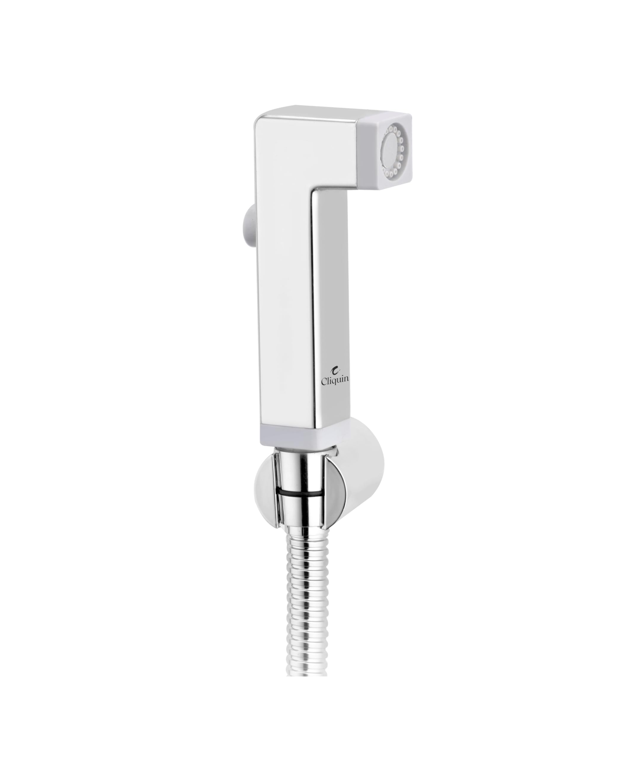 Cliquin ABS Bidet Spray Wall Mount Installation, Durable, Ergonomic Design with Adjustable Water Pressure & 2-Year Warranty Health Faucet Gun (Without Showertube) Push Square, Pack of 1, Silver,Chrome