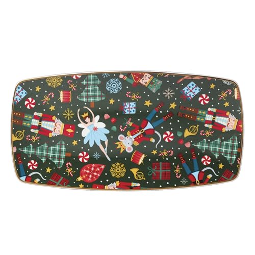 Lenox Serveware, Nutcracker Ballet Hors Doeuvres Tray, Food Tray, 13 x 6.75-Inch, Microwave Safe & Dishwasher Safe Porcelain, Christmas Serving Platter Tray, Christmas Table Centerpieces (1 Piece)