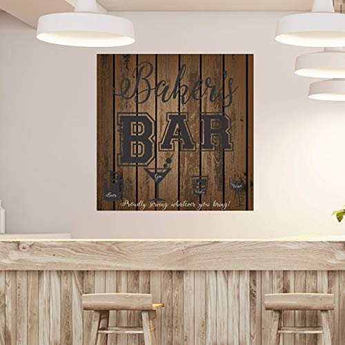 Custom Name Bar Wall Decal - Personalized Name Bar Pub Vinyl Wall Decal