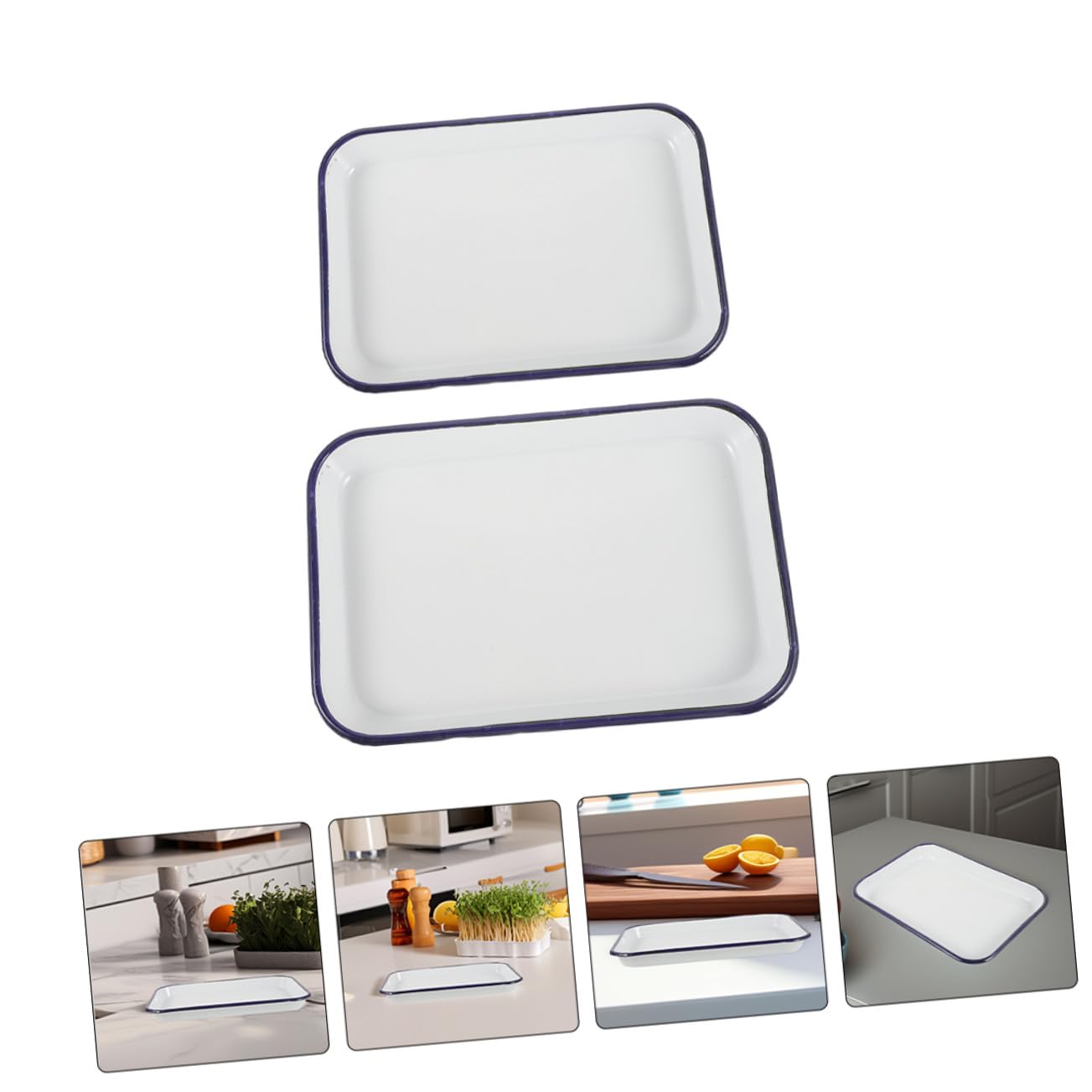 2 Stück Teiliges Rechteckiges Emaille backblech Hitzebeständige Vielseitige Antihaft backform für Pizza Kuchen Braten Spülmaschinenfest Langlebig für Küchengebrauch