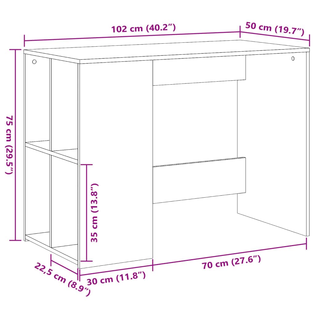 Scrivania grigio cemento, 102 x 50 x 75 cm, materiale in legno, moderno, robusto, per casa, ufficio, gioco e cameretta dei bambini, con ripiano