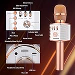 BONAOK Wireless Bluetooth Karaoke Microphone,3-in-1 Portable Handheld Karaoke Mic Speaker Machine Home Party Birthday for All Smartphones PC(Q37 Rose Gold) - Image 2