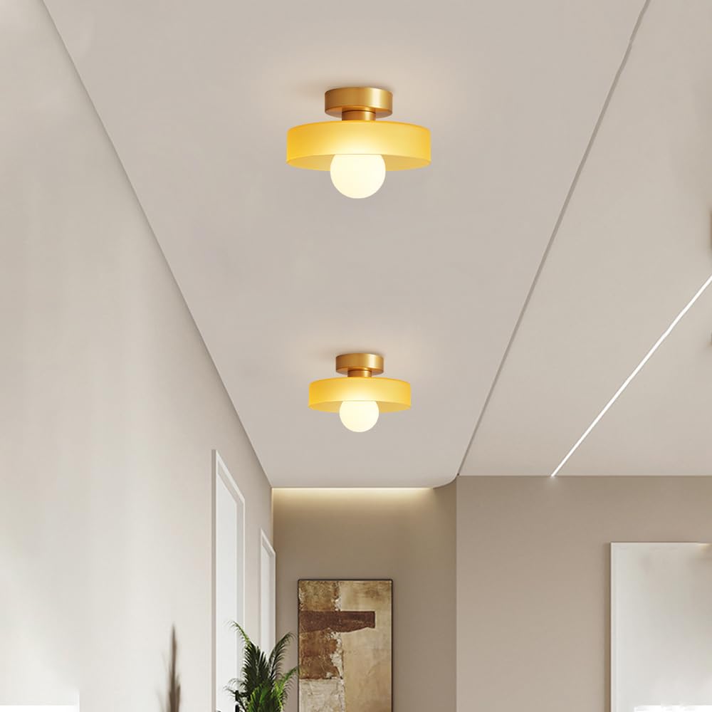 Générique Lampy sufitowe Nowoczesny styl skandynawski Okrągła, kremowa szklana lampa sufitowa idealna do sypialni, salonu, szatni, schodów lub korytarza oświetlenie sufitowe