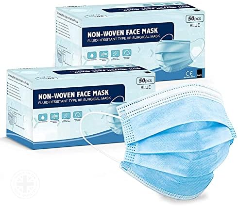 KEPLIN 100pk 3 PLY Face Masks Disposable Children, Disposable Breathable Face Coverings, Face Masks Breathable, Motorbike, Anti Haze Face Cover, Balaclavas Bandanas