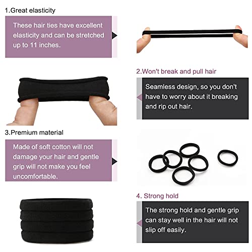 Image of GITGRNTH Soft Cotton Hair Ties for Women - No Damage Elastic Hair Bands - Durable Rubber Band for Women - Ideal Ponytail Holders - Comfortable Hair Accessories - Gentle on All Hair Types - Perfect for Thick and Thin Hair - Scrunches for Women - Kids Hair Rubber Band