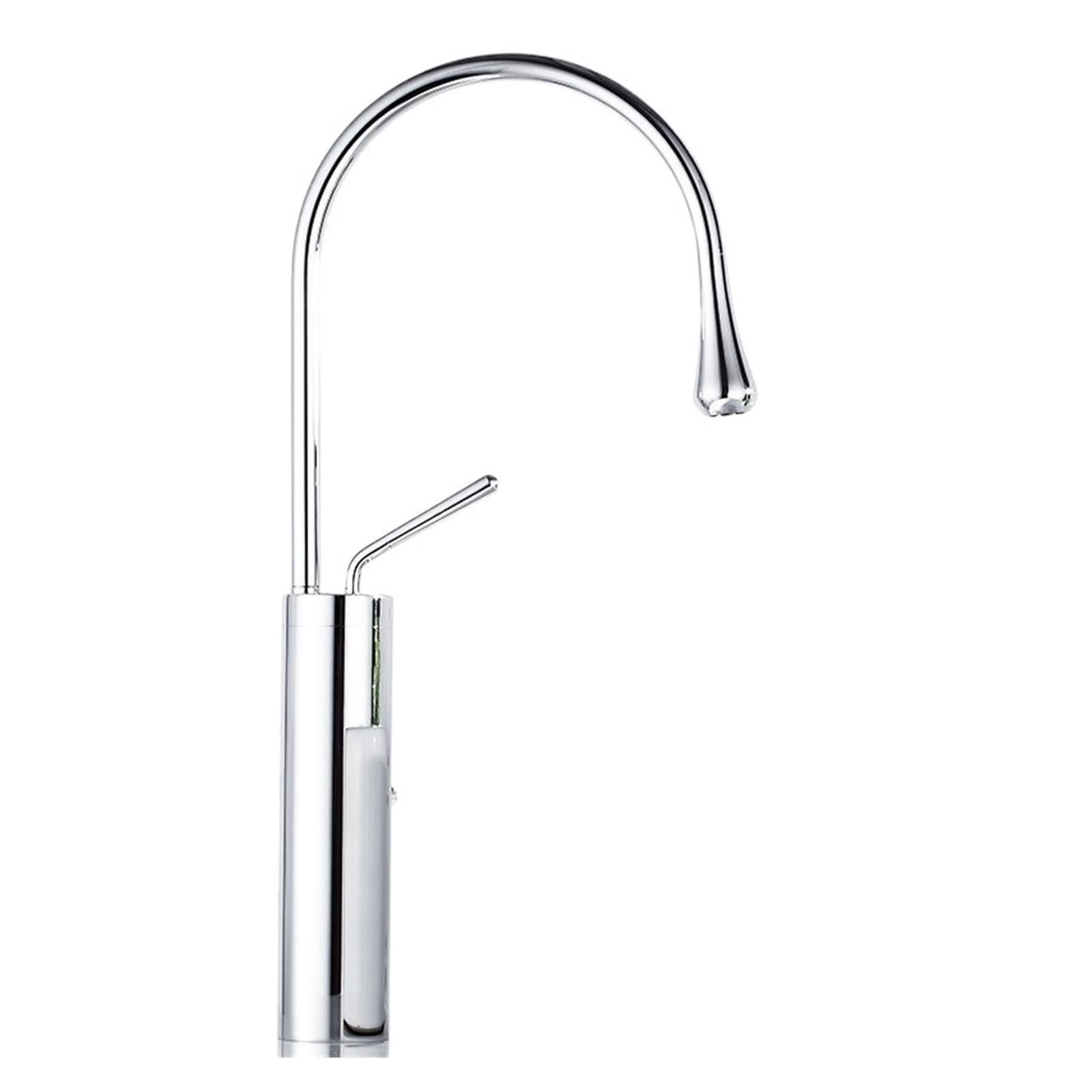 Kitchen Faucet Pull Out Stream Sprayer Deck Mounted Matte Black Mixer Tap 360 Degree Rotation Kitchen Sink Hot Cold Taps(Chrome Tall)
