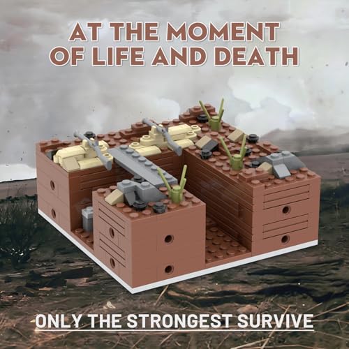 Image of WW2 Battlefield Right Corner Military Block Set(200PCS).Military Building Block Set Can Freely Build Battle Scenes.