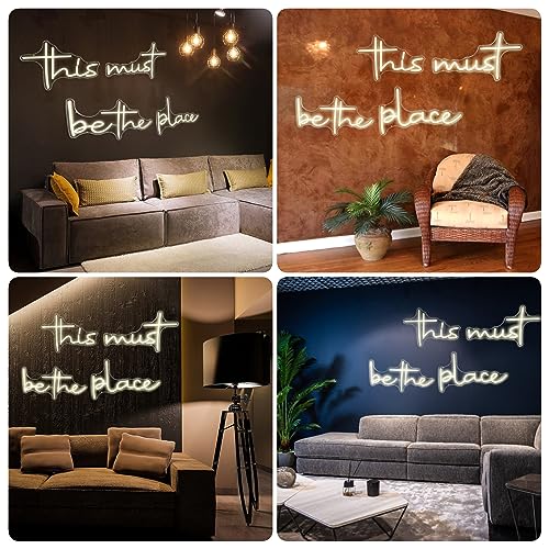 Image of Sunchayi This Must Be The Place Neon Sign 80.5 inch x 14.3 inch Light for Home Bedroom Cafe Bar Hanging Wall Decor Sign Anniversaries Wedding Birthday Backdrop （Super Large Style）