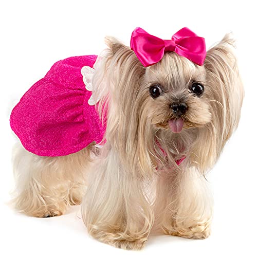 CuteBone Summer Dog Dress with Harness D-Ring for Small Dogs Wedding Cat Clothes Girl Puppy Outfit Pink Shirt Flower… - Image 3