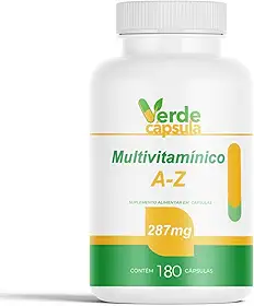 Multivitamínico Completo 180 Cápsulas - Complexo Vitamínico de A a Z - Suplemento Alimentar - Verde Cápsula