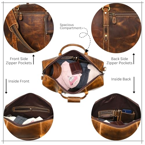 Aaron Leather Goods – Full Grain Leather Duffel Bags for Travel, Weekend, Overnight, and Sports Gym | Stylish Bags for Men and Women. - image 5
