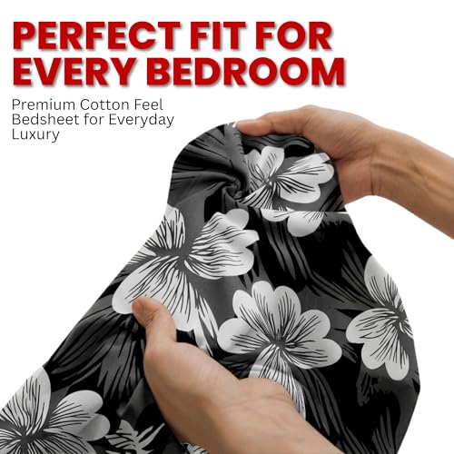 Image of 100% Cotton Feel Double Bed Bedsheet Set | 240 TC Soft & Breathable | Mint Green White Flower Print with 2 Pillow Covers | Wrinkle Free | for Bedroom (90 x 100 Inches) (Grey)
