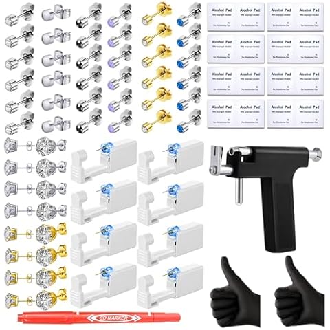 Ear and Nose Piercing Tool Stainless Steel Ear Piercing Gun with 22 Pairs Ear Stud for Salon and Home Use Cover