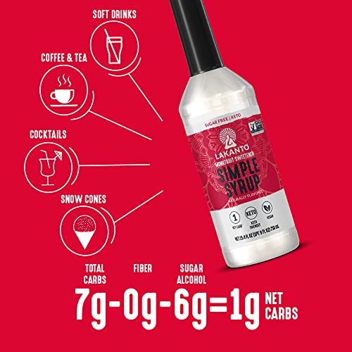 Lakanto Sugar Free Simple Flavoring Syrup - Monk Fruit Sweetener, Perfect For Coffee, Cocktails, Snow Cones, Sodas, Other Drinks, Keto Diet Friendly, 1G Net Carb, Vegan (Original - 25.4 Fl Oz) #TOP3