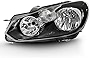 VIPMOTOZ Black Housing OE-Style Headlight Headlamp Assembly For 2010-2014 Volkswagen VW MK6 Golf GTI Jetta Sportwagen Halogen Model, Driver Side