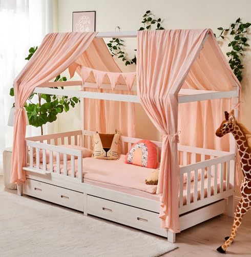 ALAVYA HOME® Hausbett 80x160 cm mit Matratze und Schubladen,...