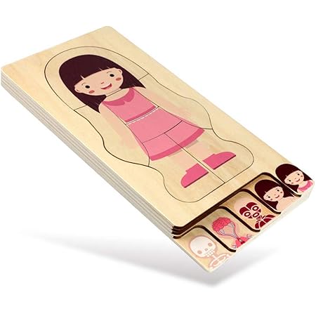 Amazon Suge モンテッソーリ 木製 人体パズル ボディ構造 子供のおもちゃ 人体構造パズル 知育玩具 子供パズル 子供のおもちゃ 教育早期教育 木製パズル おもちゃ