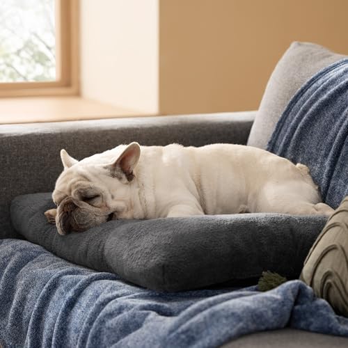 BEDSURE Hundebett Waschbar - Hundekissen Bett Beruhigende Hundematratze mit Rutschfestem Boden, Warmes Kissen für Haustiere, Grau, 74x53x8cm