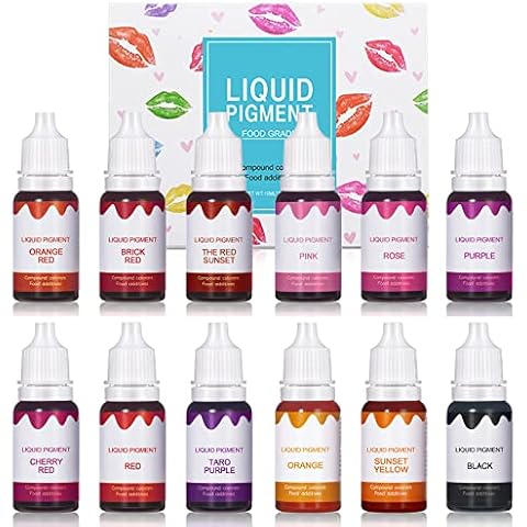 QIUFSSE 12 Colors DIY Lip Gloss Pigment Set，Liquid Pigment for Lip Gloss Natural Multifunctional High Color Rendering Red Warm Color Pigment for Lip Gloss Making-Set A Cover