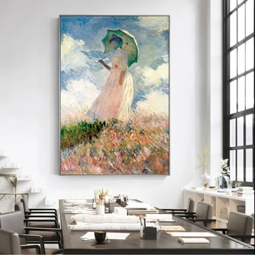 Tableau Monet femme au parasol pour salon chic 50x70