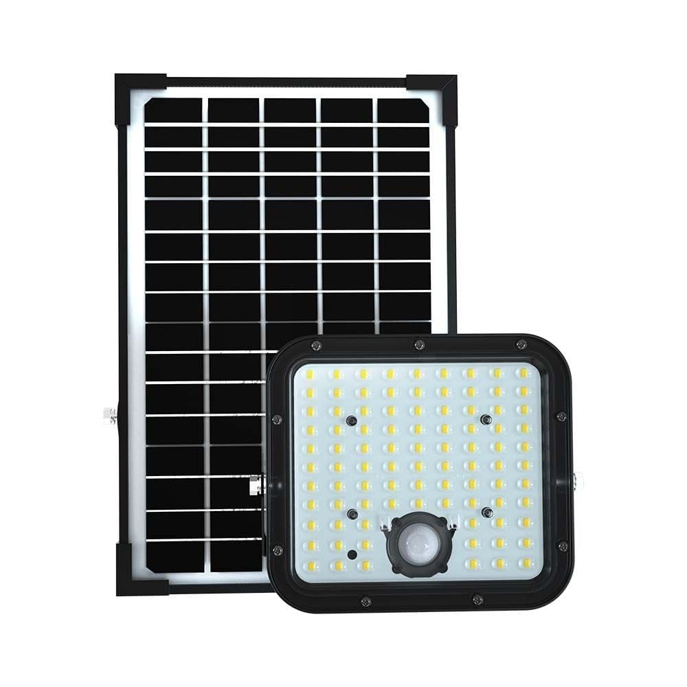 V-Tac Vt-432 Faro Led Nero 30w Con Pannello Solare E Telecomando Proiettore Con Sensore Di Movimento 4000k - 10310