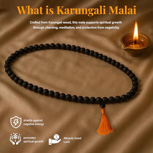 Image of ZAICUS Karungali Malai Original | Karungali Mala 108 Beads Black Ebony Wood