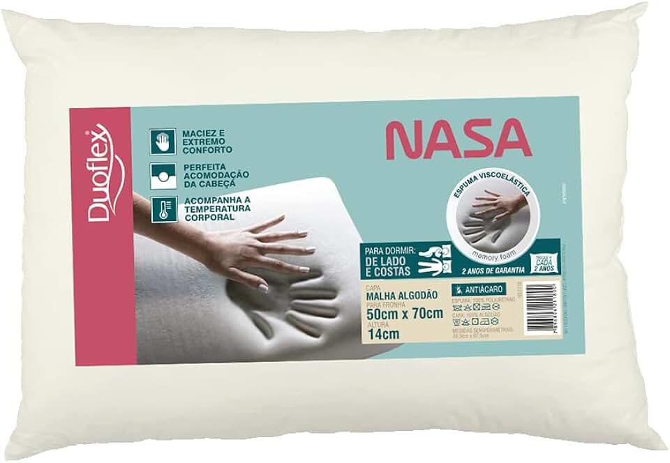 Travesseiro Nasa, Duoflex, Bege, Espuma 100% Poliuretano