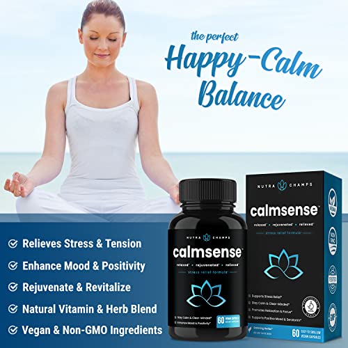 image for NutraChamps CalmSense Stress Relief Supplement - Calming Herbal Blend 