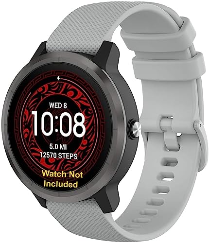 Image of Zitel Band Compatible with Garmin Forerunner 265, 255, 255 Music, Vivoactive 4 45mm, Venu 245 mm, Venu 3 45mm - 22mm Wide Quick Release Watch Band (Gray)