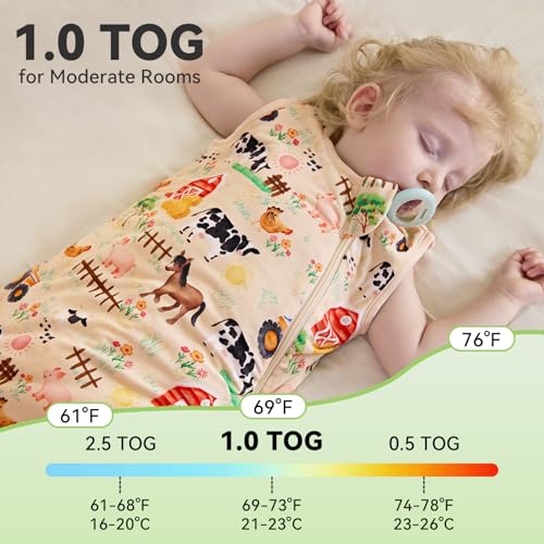 Image of babee Reshinee Bamboo Viscose Sleep Sack for Babies and Toddlers 1.0 Tog Wearable Blanket 2-Way Zipper Baby Shower Gifts