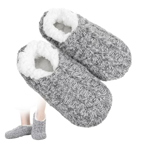 Thinp Slipper Socks for Women Men, House Slippers Warm Fuzzy Slippers with Grippers Non-Slip Slipper Soft-Lightweight Winter House Shoe Socks, Indoor