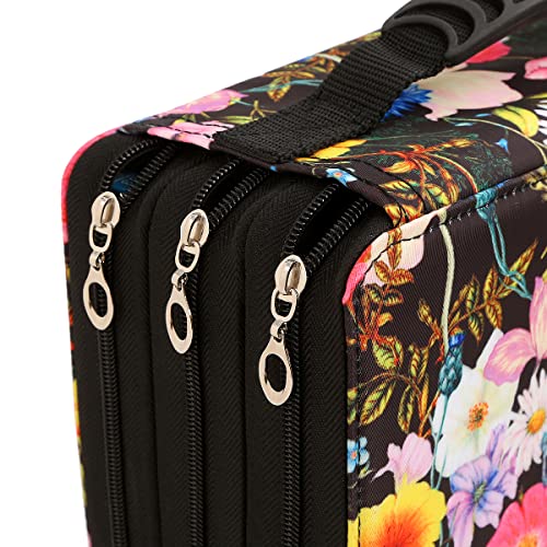 Image of 102 Slots Marker Pen Organizer Case w /Handle | Portable Multilayer Holder for Watercolor Pencils & Gel Pen Markers for Artists, Sketching, Drawing