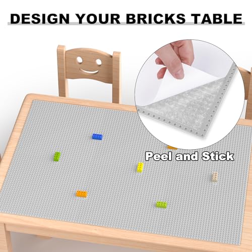 Image of Pokiiulk Classic Baseplates, Peel and Stick Base Plates for Building Bricks, Compatible with Major Brands, Self-Adhersive Base for Bricks 10 inch x 10 inch, 6 Pack Grey