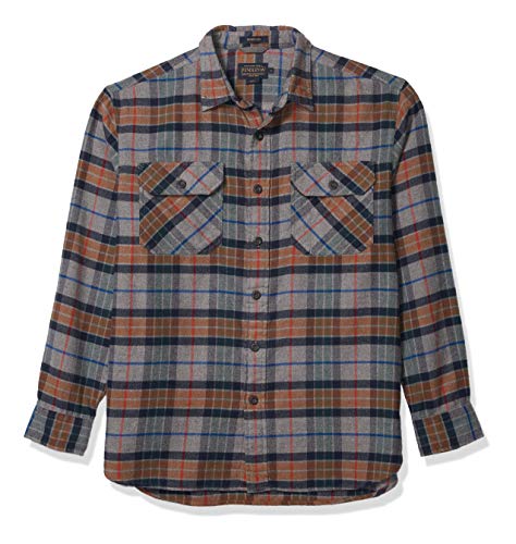 Pendleton Men's Long Sleeve Super Soft Burnside Flannel Shirt, Grey Multi Plaid, MD