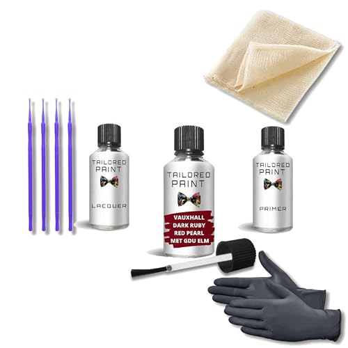 For Vauxhall Dark Ruby Red Pearl Met Gdu Elm Touch Up Paint Kit Chip Scratch Repair (Touch Up Paint, Lacquer + Primer)