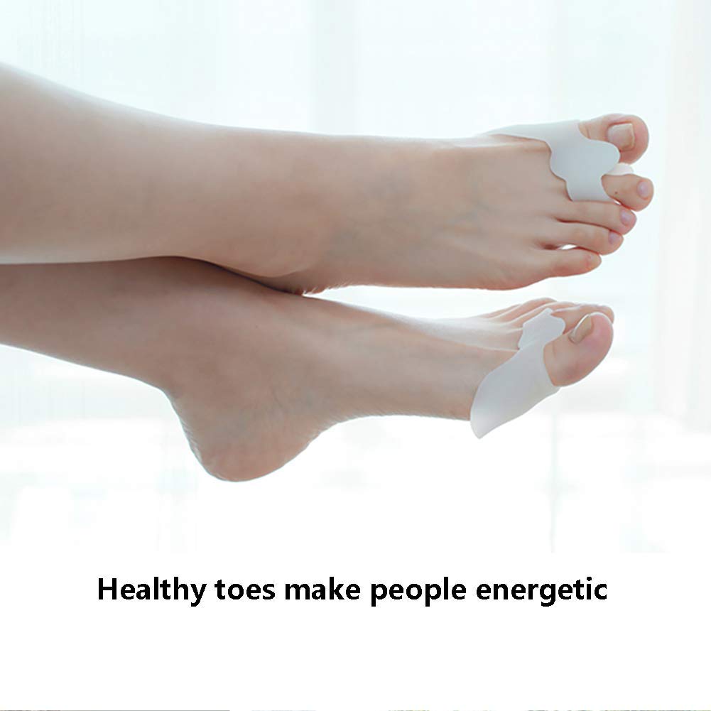 Separatori di Dita 8PCS Bunion Corrector Gel di Silicone Doppio Anello Fisso Alluce Valgo Sollievo dal Dolore e Protezione Bianco