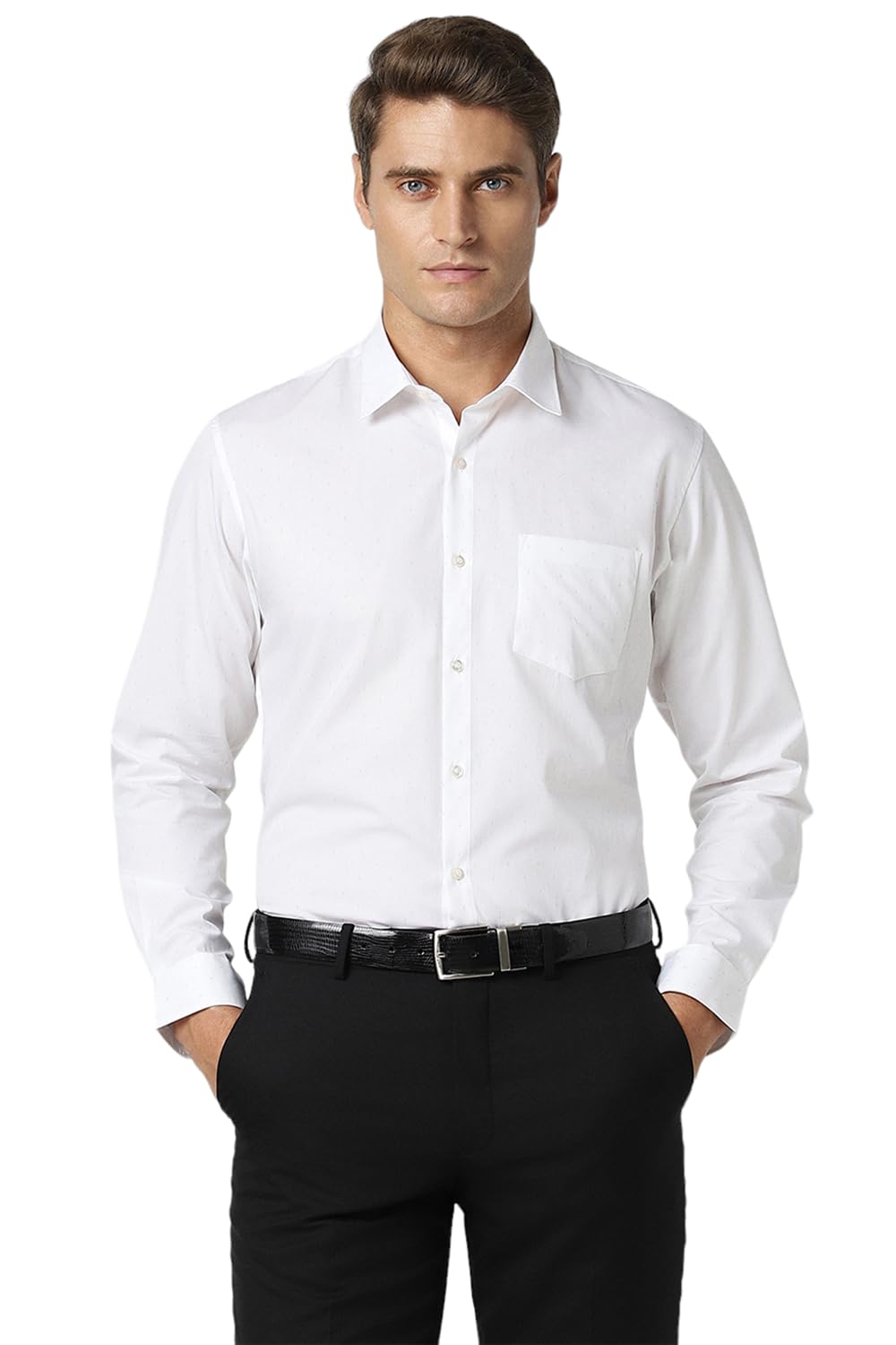 Peter EnglandMen's Cotton Slim Fit Ditsy Printed Full Sleeve Shirt