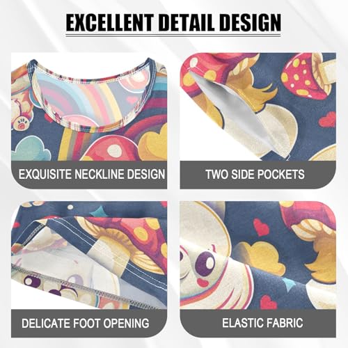 ALAZA Mushroom Puppy Dog Cloud Heart Pajamas Short Sleeve 2 Piece Sleepwear Top and Bottom Pajama Set Unisex4