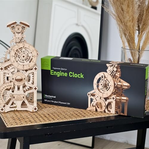 Ugeras Engine Clock 3D Wooden Puzzles for Adults - Mechanical 3D Puzzle Clock Kits For Do It Yourself, Functional Table Clock with Moving Pistons - Image 8
