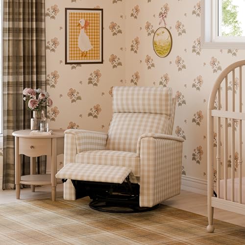 Namesake Willa Pro Power Recliner and Swivel Glider in Tan Gingham