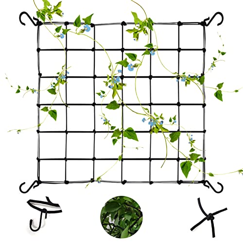 Pflanzennetz Scrog Netz Grow Netz Elastische Pflanzen Netz mit 4 Haken Hydrokultur Growroom Scrog Net Zelt Pflanzenstütznetz Elastisches Gartennetze Hakengitter Rankgitter (80X80CM)