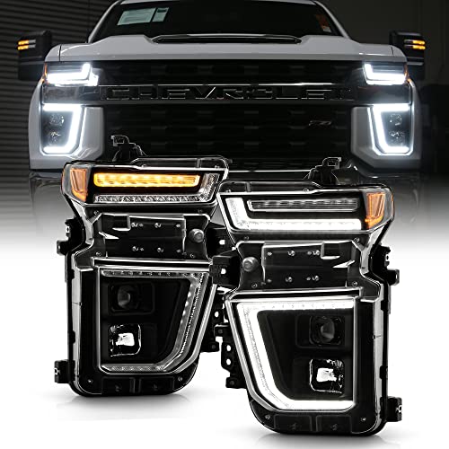 KEEKPO - For [Halogen Model] 2020-2023 Chevy Silverado 2500HD 3500HD LED Tube w/Sequential Signal Projector Headlights