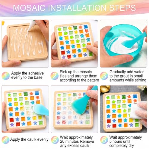 LANGIFT 4‑Pack DIY Mosaic Tile Coaster Making Kits for Adults & Beginners by LANGIFT - Used condition - Image 3