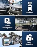 Dash Cam Front and Rear Camera, 4K HD Dash Cam with 32GB SD Card, Dashcams for Cars Inside 3 Channel, Night Vision,G-Sensor, 24 Hours Parking Mode, 170°Wide Angle, Loop Recording, Blue