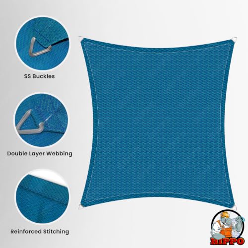 Image of HIPPO Shade Sail 9.5 Feet x 20 Feet Sun Shade 98% UV Block for Canopy Cover, Outdoor Patio, Garden, Pergola, Balcony Tent (Ocean Breeze)