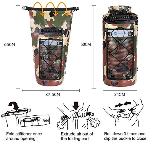 Waterproof Dry Bag, BicycleStore 25L Backpack Sack Storage Bag with Long Adjustable Shoulder Strap Large Mesh Internal Pouch Dry Wet Package for Kayaking Boating Canoeing Fishing Camping Snowboarding - Thumbnail 4