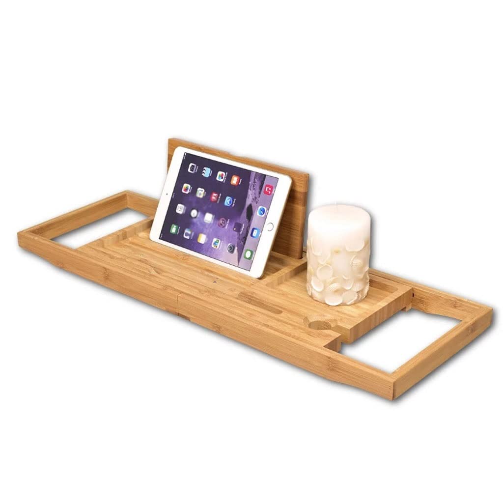 MYUYEE Extendable Bathtub Tray Spa Bathroom Tray Board Bathtub Tablet Organizer Home Storage (C-As Shown)